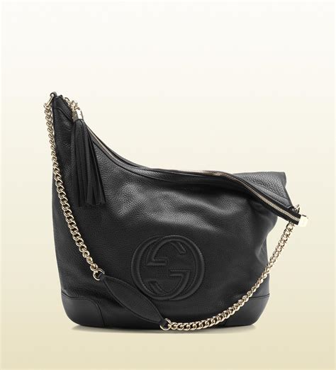 gucci soho black leather shoulder bag with chain strap